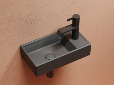 Умывальник подвесной прямоугольный (чаша слева, отверстие под смеситель справа) цвет темный антрацит матовый Элемент (Element) 407x217x100, артикул CN6051LMDH