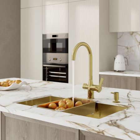 Смеситель для кухни с каналом для фильтрованной воды, матовое золото, Pure, IDDIS (PURMGFJi05), артикул PURMGFJi05