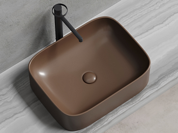 Умывальник чаша накладная прямоугольная (цвет Темно-Коричневый Матовый) Элемент (Element) 505x380x150мм