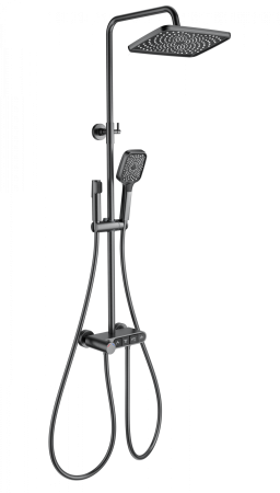 Душевая система с термостатом WONZON & WOGHAND MUSE Corno, Темный графит (WW-B3112-BGG), артикул WW-B3112-BGG