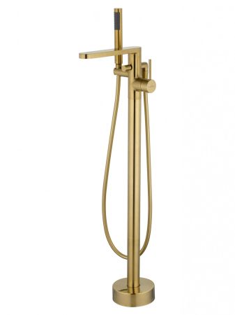 Смеситель для ванны напольного монтажа WONZON & WOGHAND, Брашированное золото (WW-88649901-BG)