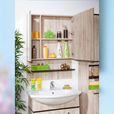 Зеркальный шкаф Бриклаер ТЕХАС 75 см, кантри/венге, артикул 4620750416058