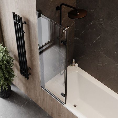 Шторка на ванну 100х140 см Maretti Valentina VA41R100140097-560, профиль черный, артикул VA41R100140097-560