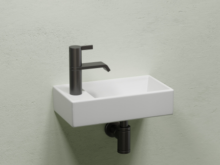 Умывальник подвесной прямоугольный (чаша справа, отверстие под смеситель слева) цвет белый матовый Элемент (Element) 407x217x100, артикул CN6051RMW