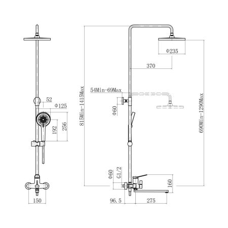 Душевая система FASHUN A2487, хром