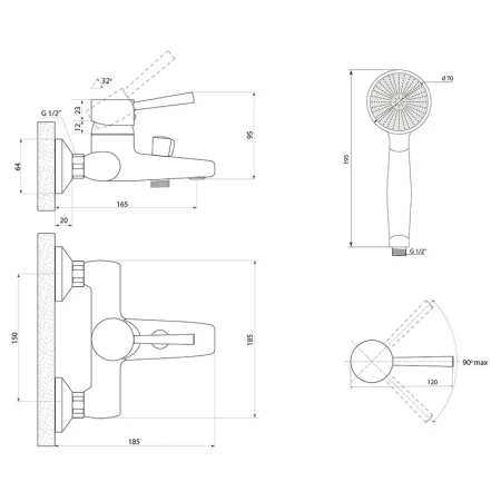 Смеситель для ванны Славен СЛ-ОД-Д30, хром