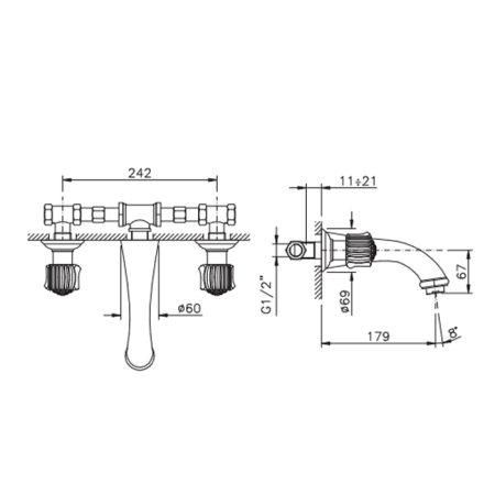 Nicolazzi Onice Смеситель для раковины встраиваемый, цвет: хром, артикул 2177CR09O