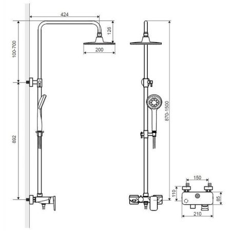 Система для душа наружного монтажа EXCELLENT Rain Altar AREX.SY.781CR (хром) Система для душа наружного монтажа EXCELLENT Rain Altar AREX.SY.781CR (хром)