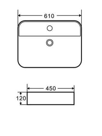 AQM5003 Раковина настольная с отверстием под смеситель. 610x450x120