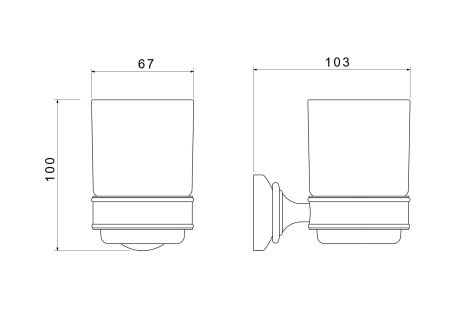 Стакан с держателем AQUATEK, матовый черный AQ4504MB КЛАССИК, артикул AQ4504MB