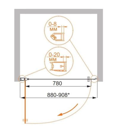 Душевая дверь в нишу CEZARES ELENA B-1, артикул ELENA-W-B-1-70-P-Cr-L