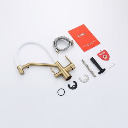 Смеситель для кухни с подключением фильтра Raglo R80.62.03, золотой сатин