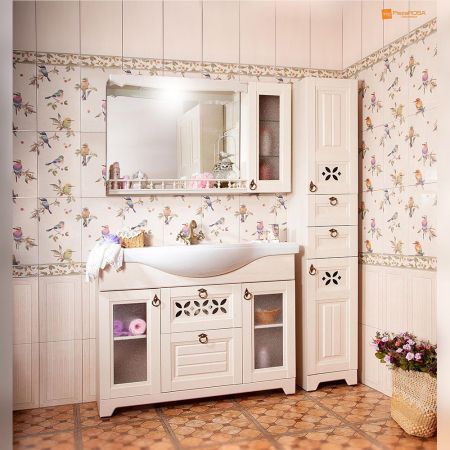 Зеркало со шкафчиком и балюстрадой Бриклаер КАНТРИ 115SB, бежевый дуб прованс, артикул КАНТРИ 115SB