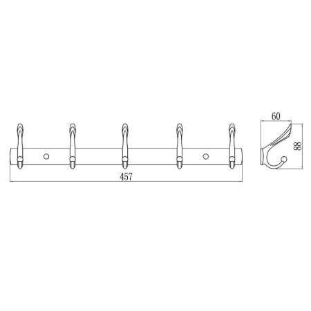 Планка с крючками Savol S-00115B, золото, артикул S-00115B
