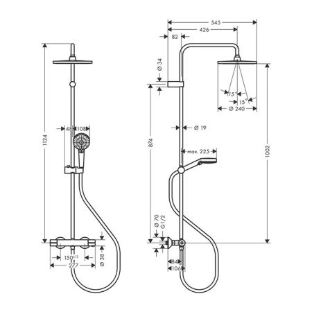 Душевая стойка, Hansgrohe, Vernis Blend, Showerpipe, смеситель-в комплекте, тип регулирования воды-термостатический картридж, с регулируемым ограничителем температуры горячей воды, штанга-есть, верхний душ-есть, форма верхнего душа-круглая, размер верхнег, артикул 26426670