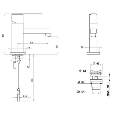 Bongio Domino Смеситель для раковины на 1 отв, излив 160мм, цвет хром