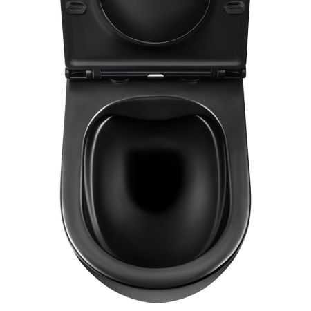 Унитаз подвесной Evo VT1-34MB безободковый, цвет матовый черный, ультратонкое soft-close сиденье, артикул VT1-34MB