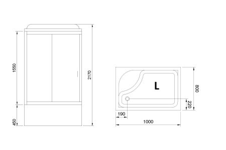 Душевая кабина Royal Bath RB 8100BP1-T (прозрачное) левая, артикул RB8100BP1-T-L