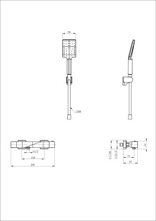 Смеситель для душа с термостатом WONZON & WOGHAND Twist, Черный матовый (WW-B2025-A-MB)