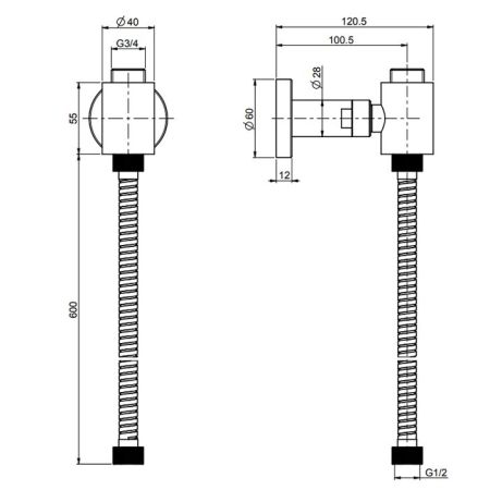 Fima Carlo Frattini Colonne doccia Подвод воды, со шлангом 60см., цвет: хром, артикул F2124CR