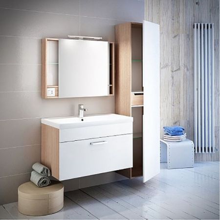 Тумба с раковиной Iddis Mirro 80 подвесная Белая Светлое дерево, артикул MIR80W2i95K