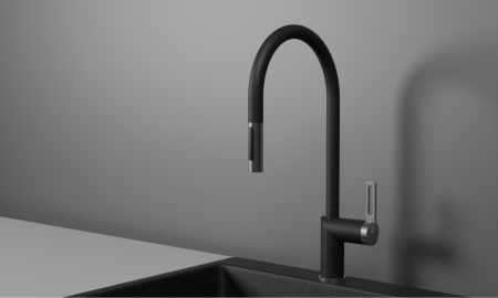 Смеситель для кухни GRANULA с выдвижным изливом (8172, ЧЕРНЫЙ), артикул 8172, ЧЕРНЫЙ