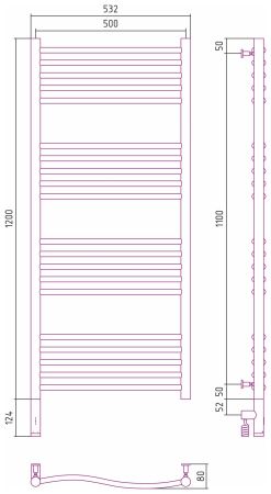 Полотенцесушитель электрический ФЛЮИД 3.0 1200х500 МЭМ левый (Без покрытия)