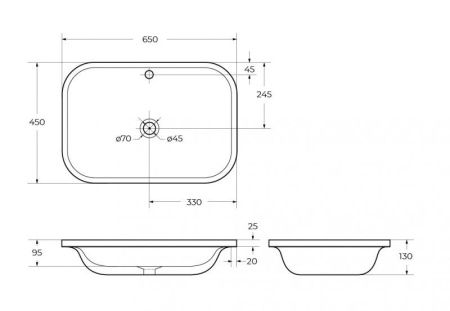 Раковина накладная полувстраиваемая CEZARES CZR-DRO-65-LVB