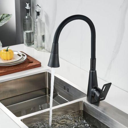 Смеситель для кухни с гибким изливом Raffine F313H-3, черный