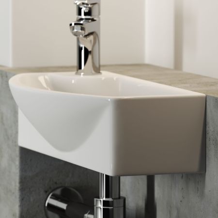 Умывальник подвесной прямоугольный с крепежом (чаша справа, отверстие под смеситель слева) Element 455*220*130мм CN6038R, артикул CN6038R