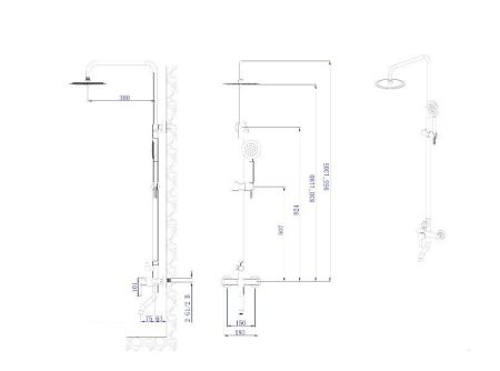 Душевая система с изливом RUSH Santiago (SUS1116-40Black), артикул SUS1116-40Black