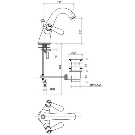 Bongio Oxford Lux Смеситель для раковины, цвет золото/белый фарфор, артикул 19521OR0L