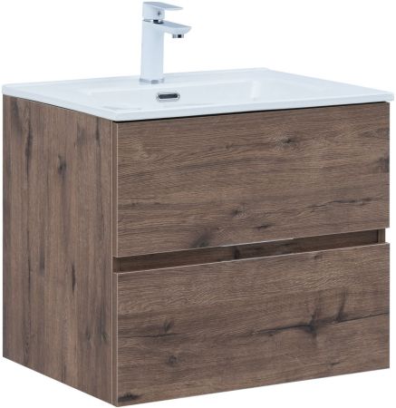 Тумба под раковину Aquanet Алвита New 60 2 ящика, дуб веллингтон табак, артикул 00334184