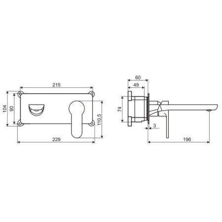 Смеситель для умывальника скрытого монтажа EXCELLENT Oxalia AREX.9016CR (хром), артикул AREX.9016CR