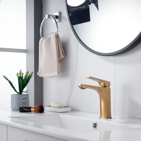 Смеситель для раковины Shevanik S4201G, золотой сатин, артикул S4201G