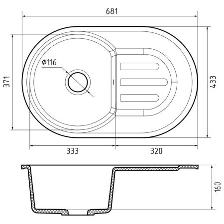 Кухонная мойка GranFest SMART 685L, бежевый, артикул 685 L бежевый