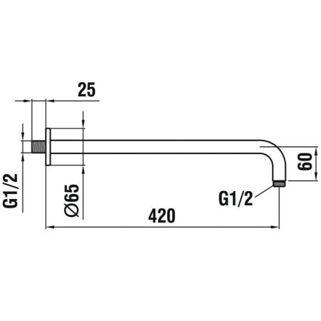 Держатель верхнего душа, Laufen, Other, вид-настенный, вынос, мм-420, для душевой лейки с круглой розеткой, цвет-хром, артикул HF960109100001