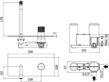 Смеситель для раковины Paffoni Jo JO105NO (с внутренней частью), артикул JO105NO