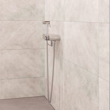 Смеситель с полочкой и держателем туалетной бумаги, с гигиеническим душем - RGW SP-222, хром, артикул 581408222-01