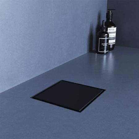 Душевой трап RGW SDR-10 квадратный, черный, металлическая крышка, горизонтальный слив, артикул 79211000-04