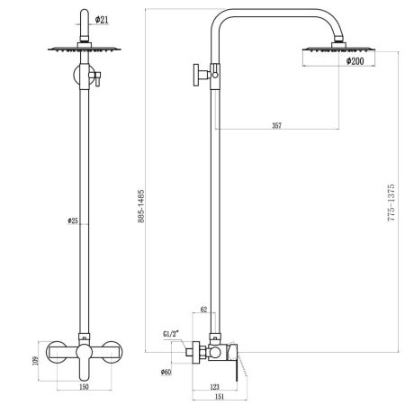 Душевая система Fmark FS8205H, черный