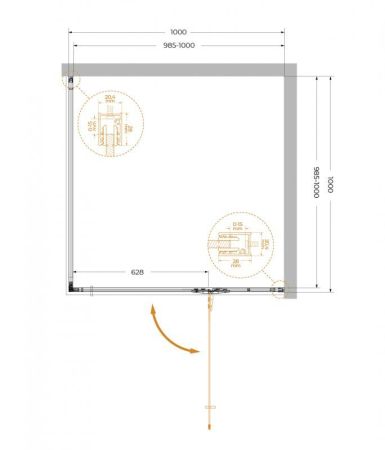 LINER-A-1-90-C-GM-R Душевой уголок, артикул LINER-A-1-90-C-GM-R