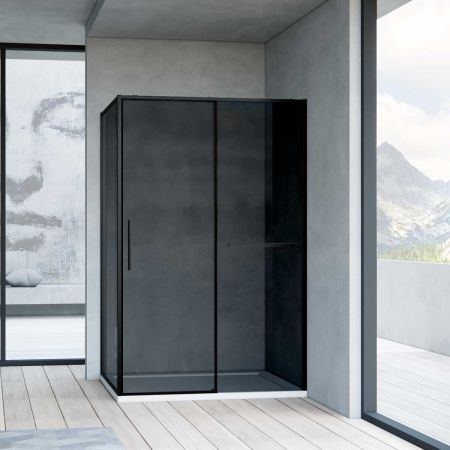 Душевой уголок Slim Soft VSR-1SS9012CGB, 1200*900, черный, стекло тонированное, артикул VSR-1SS9012CGB