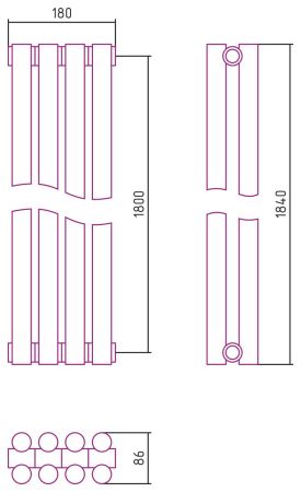 Отопительный радиатор ЭСТЕТ-11 н/ж 1800х180 / 4 сек (ЗОЛОТО), артикул 03-0302-1804