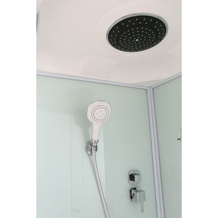 Душевая кабина Black&White Galaxy G8501-80х80 профиль Серебристый хром задняя стенка Белая