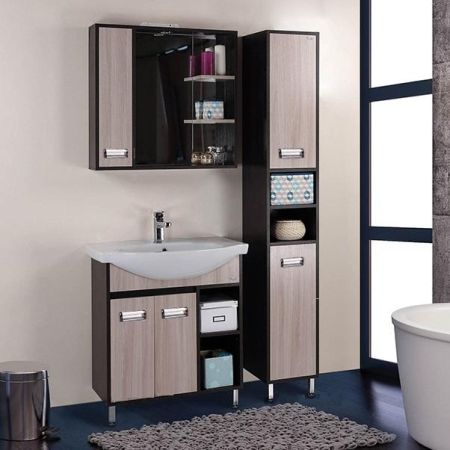 Тумба Onika Гамма 75 напольная, ясень шимо/венге (ум. Элеганс 75), артикул 107511