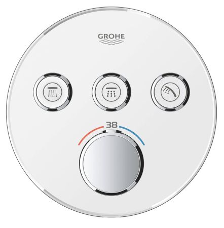 Внешняя часть термостатического смесителя на 3 выхода GROHE Grohtherm SmartControl, белая луна (29904LS0), артикул 29904LS0