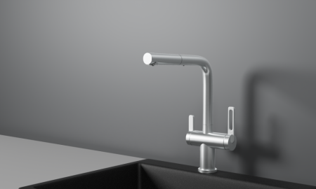 Смеситель для кухни GRANULA с выдвижным изливом и подключением к фильтру (8170, НЕРЖ), артикул 8170, НЕРЖ