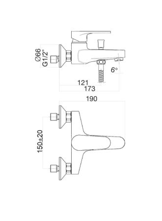 Смеситель для ванны Fiore KYMA 75CR6502, хром, артикул 75CR6502