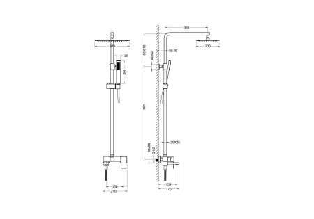 Душевая система AQUATEK, матовый черный AQ2640MB ЛИБРА, артикул AQ2640MB